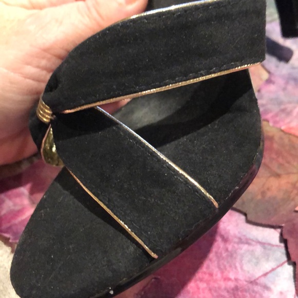 VINTAGE BLACK SUEDE SANDALS - Picture 14 of 16